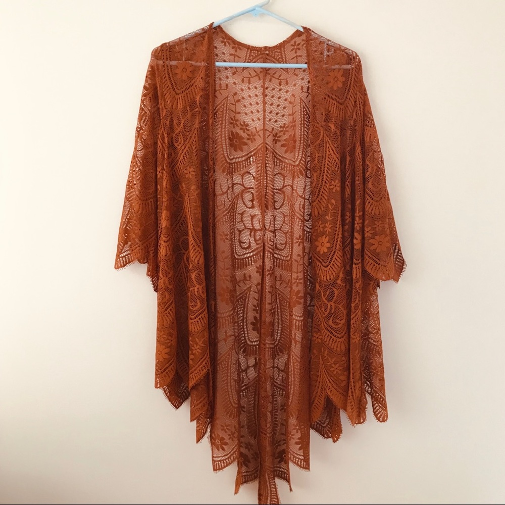 🍂LACE RUST ORANGE KIMONO🍂
